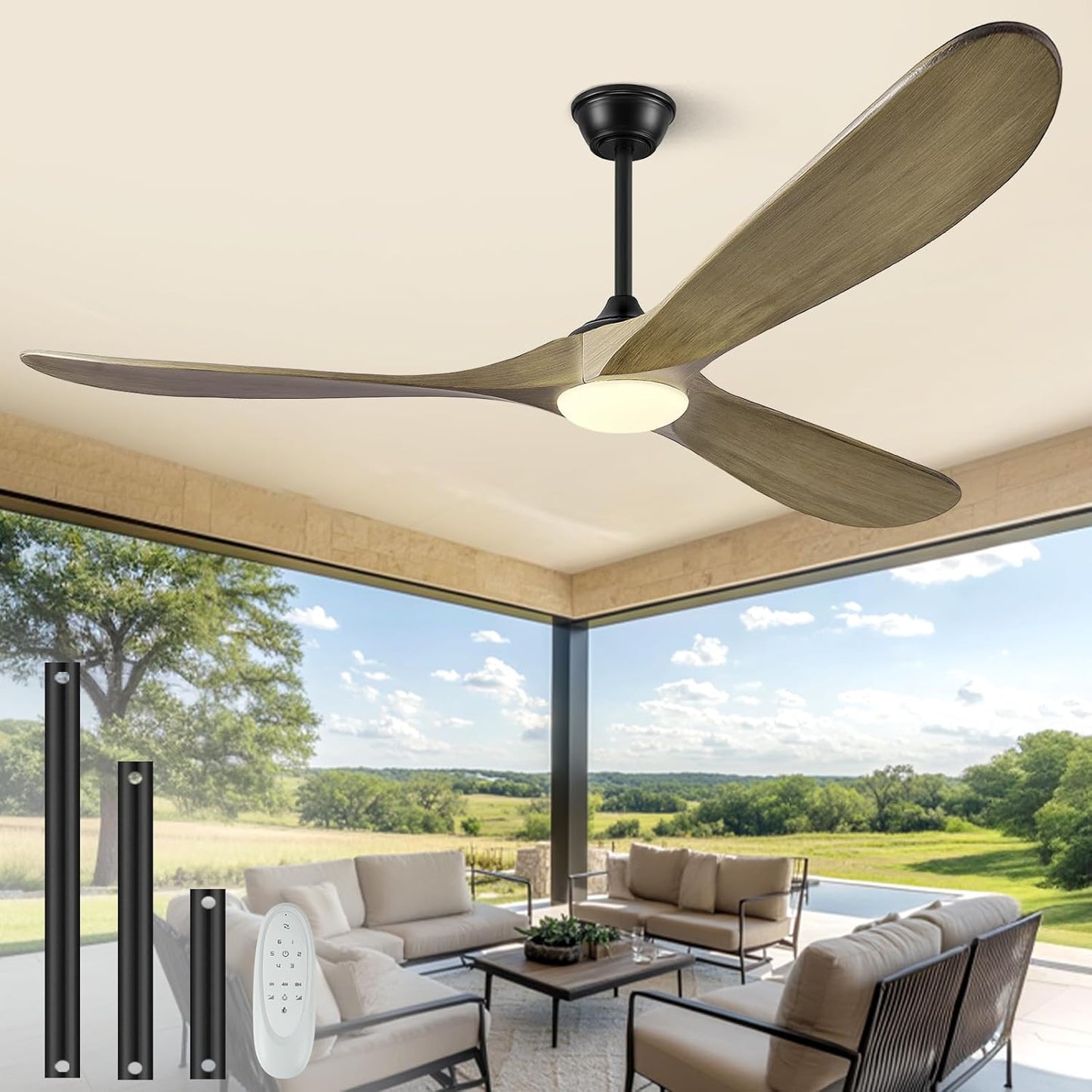 72 Inch Ceiling Fan with Lights and Remote Control for Comfort