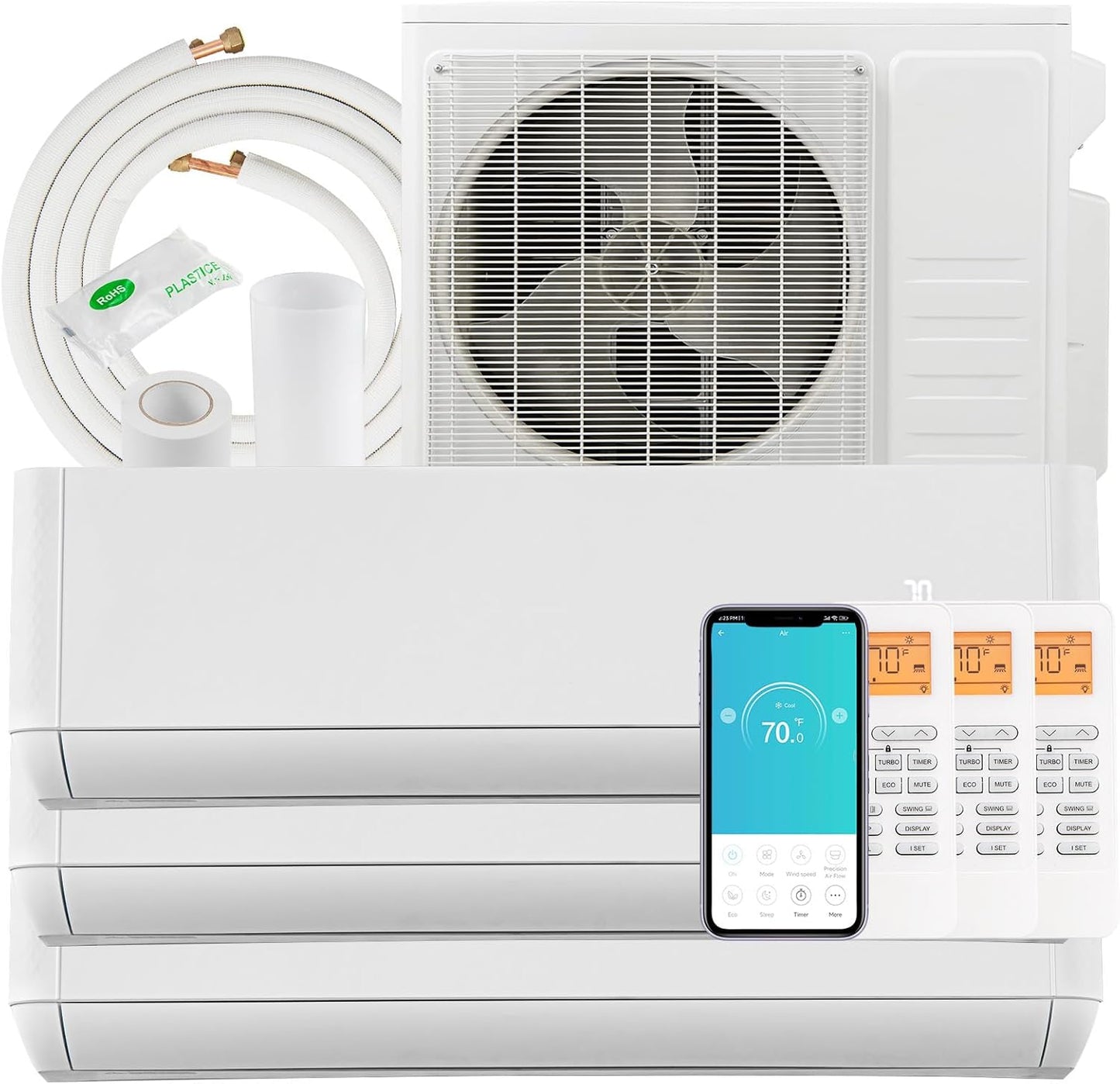 SIMOE 3 Zone Smart Mini Split AC - Triple Zoned Cooling/Heating