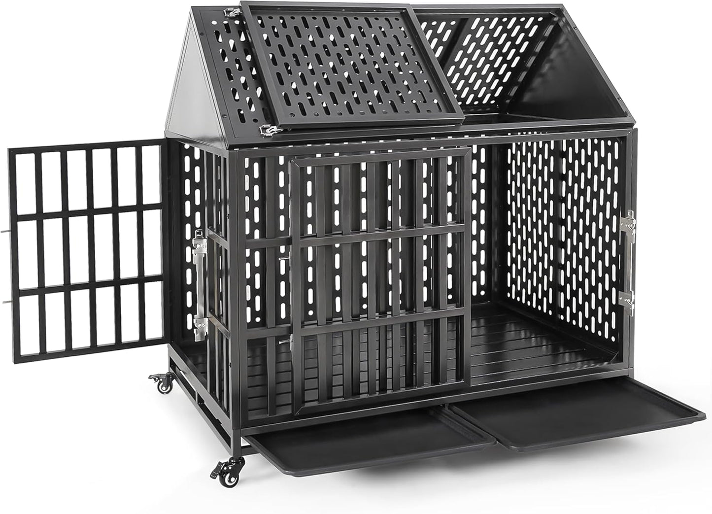 46 Inch Heavy Duty Dog Crate for High Anxiety Dogs - Indestructible