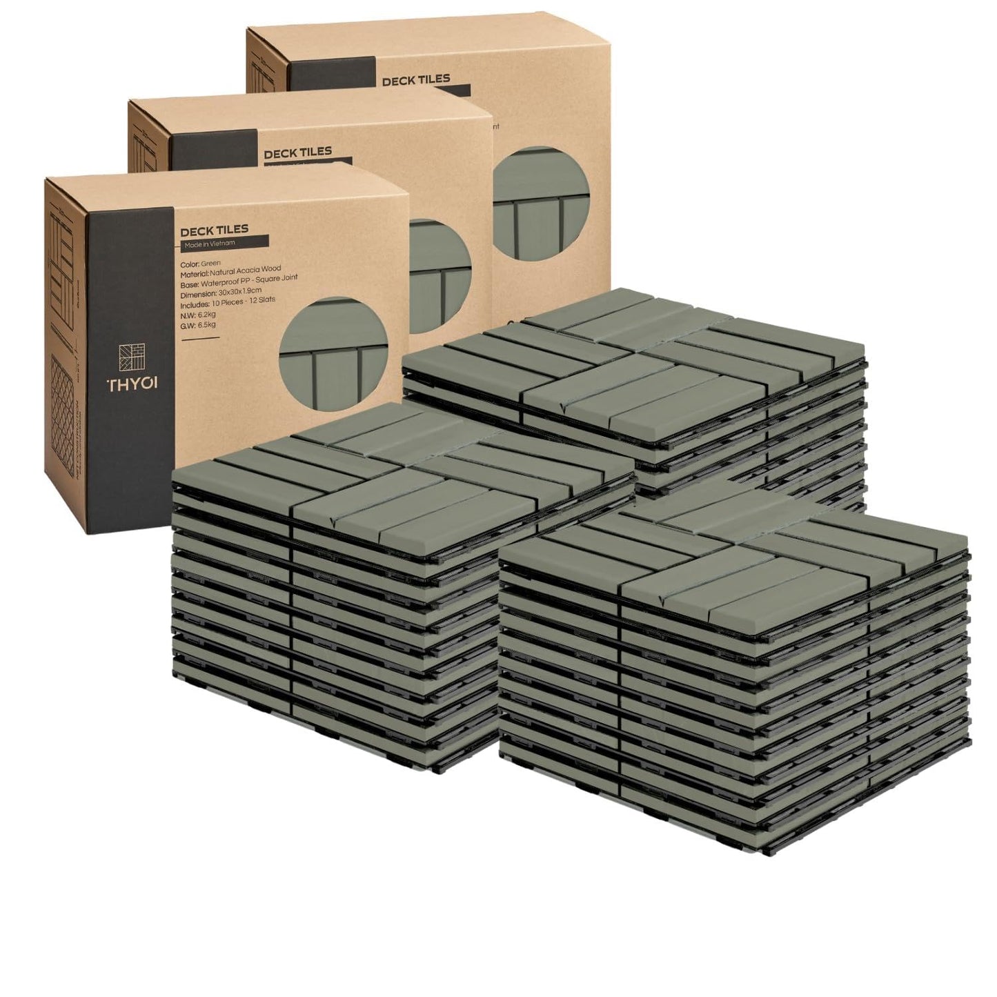 Interlocking Deck Tiles - Waterproof Acacia Wood for All Weather