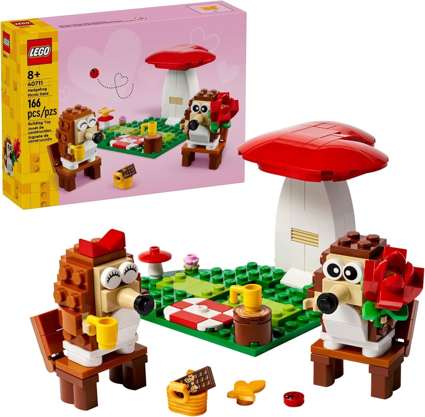 LEGO Hedgehog Picnic Date Building Set - Adorable Playset for Kids, Ages 8+ - Includes 2 Hedgehog Toys - 40711