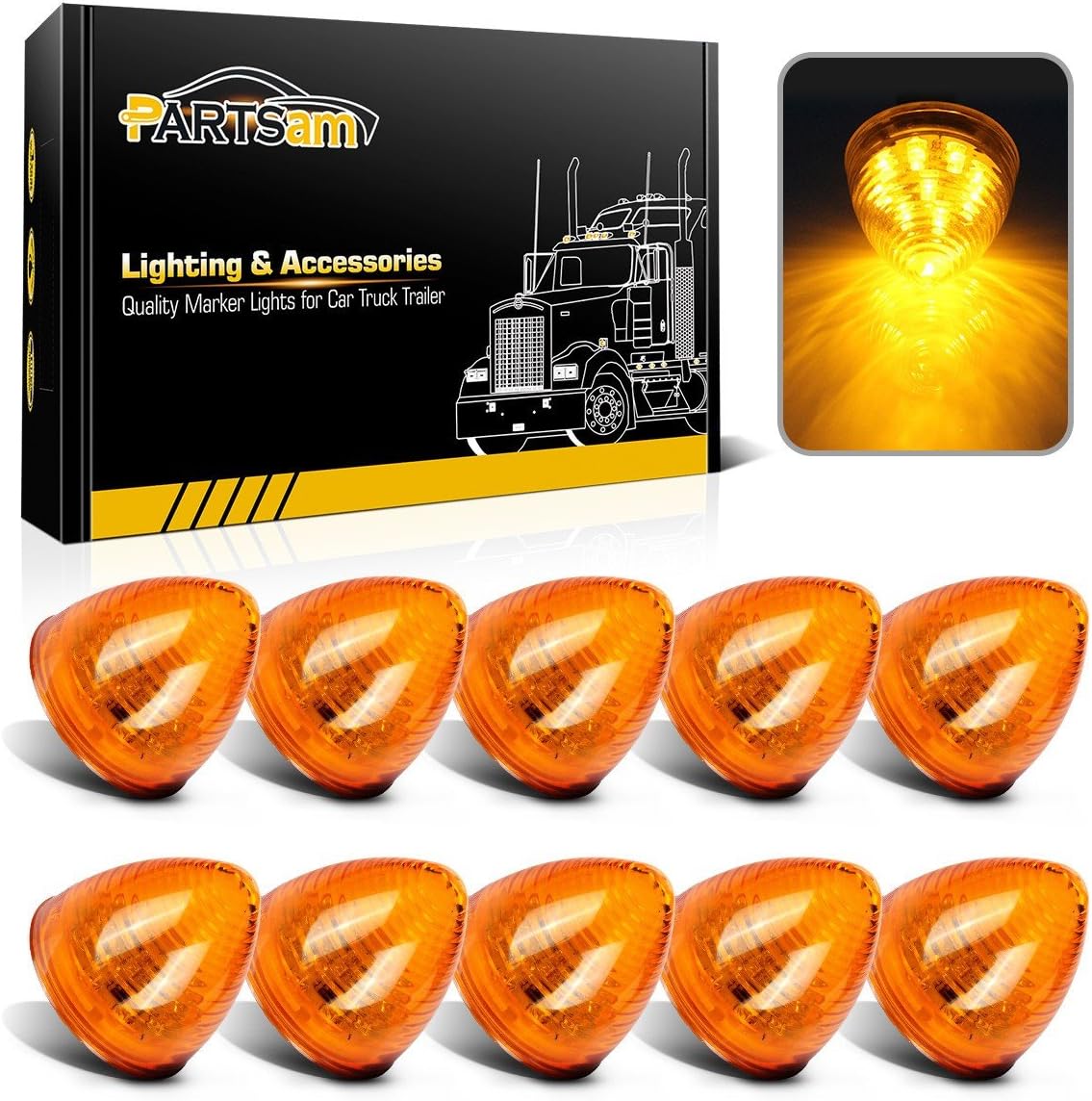 Partsam 10Pcs 2 inch Amber 9LED Side Marker Lights Review