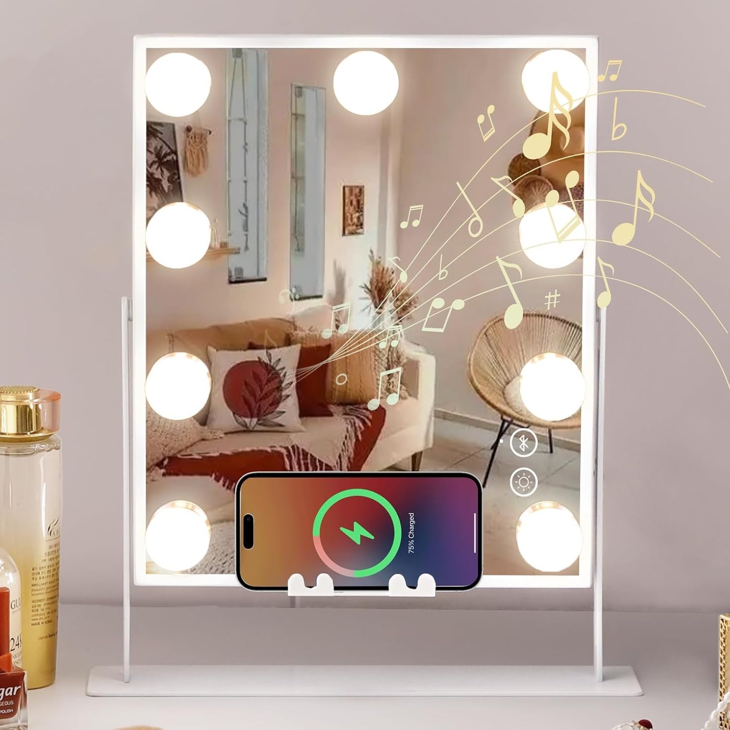 COOLJEEN Vanity Mirror with Lights and Bluetooth for Makeup