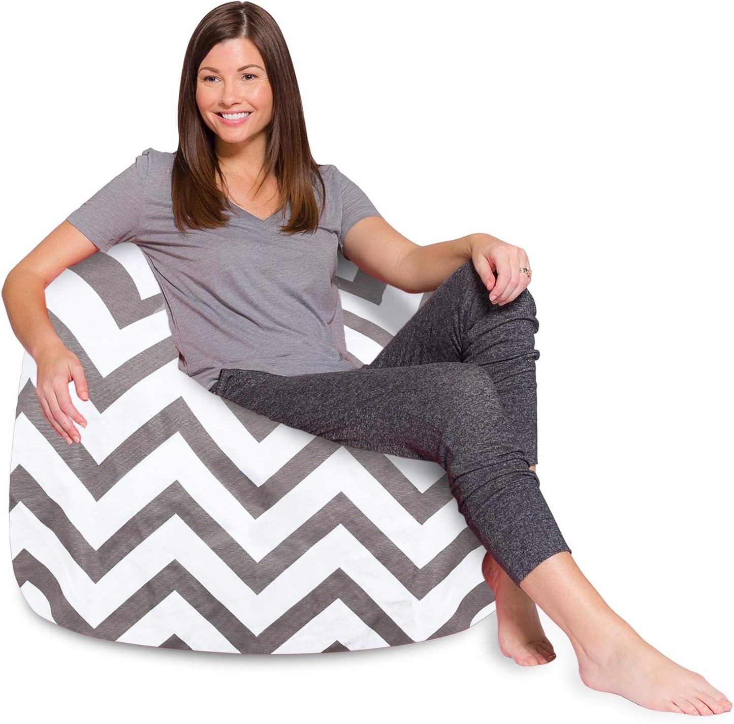 Posh Creations Beanbags X-Large 48in Canvas Chevron Chair