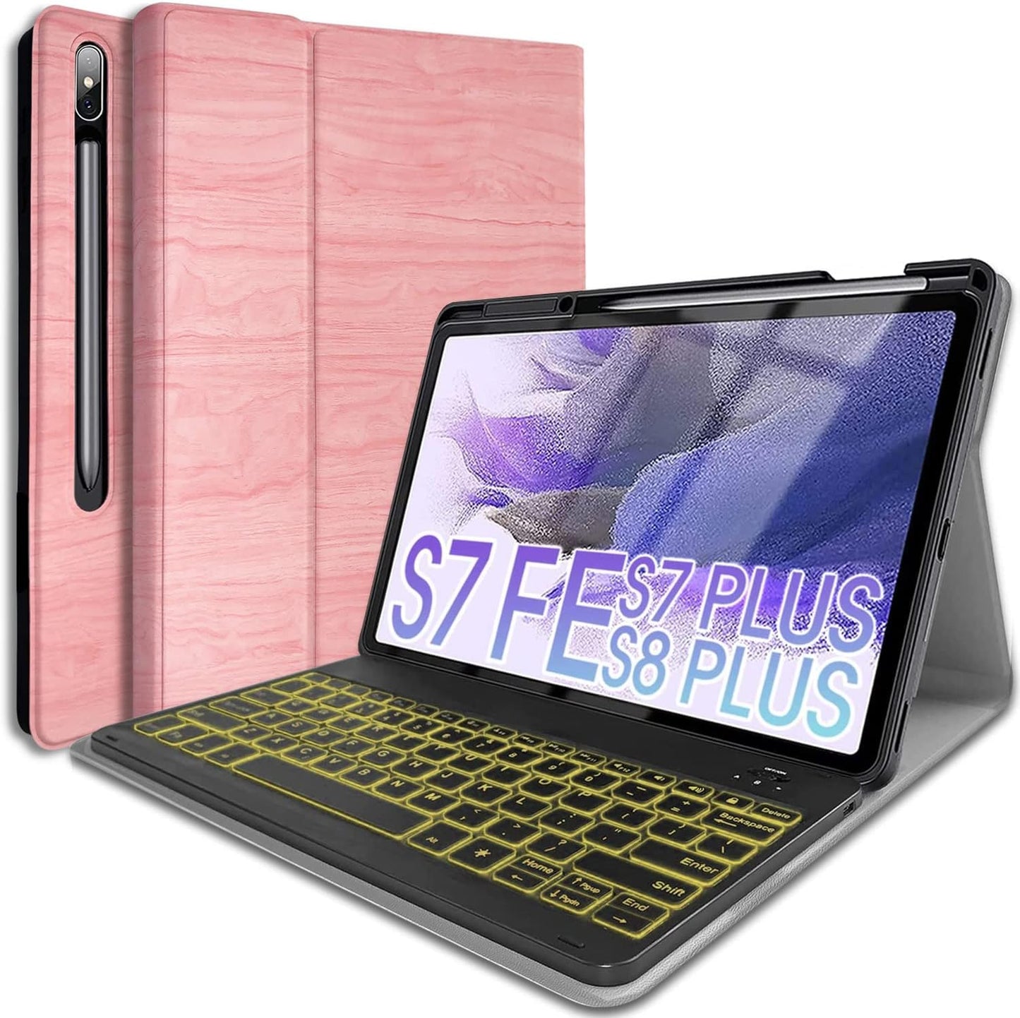 Backlit Keyboard Case for Samsung Galaxy Tab S8 Plus 12.4 in