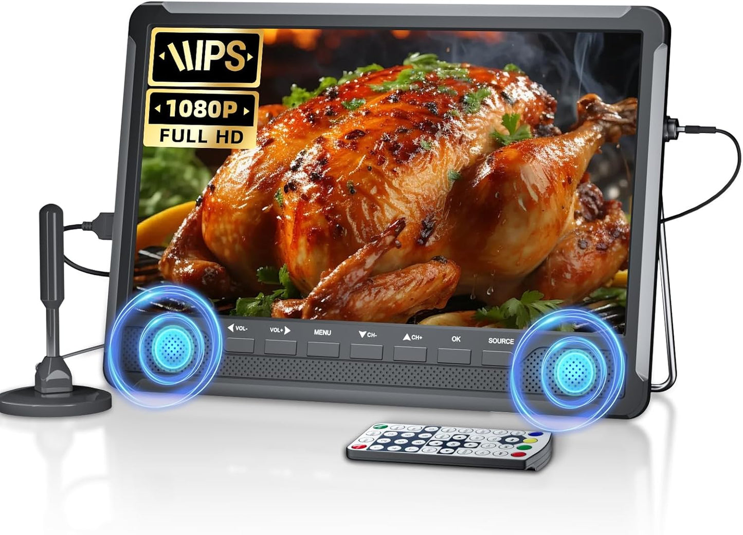 Portable 10.5 in Flat Screen TV with Antenna for Versatile Use