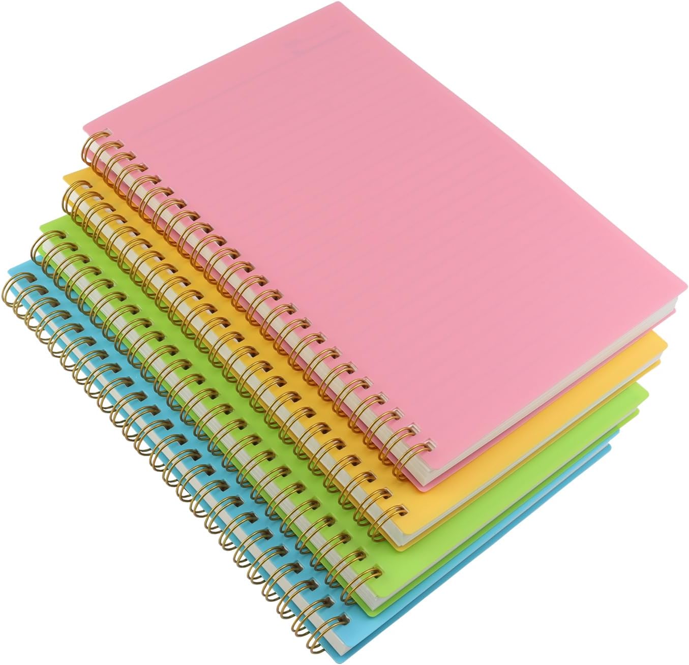 Colorful Spiral College Ruled Journal Set, 160 Pages, Work-Study-Notes
