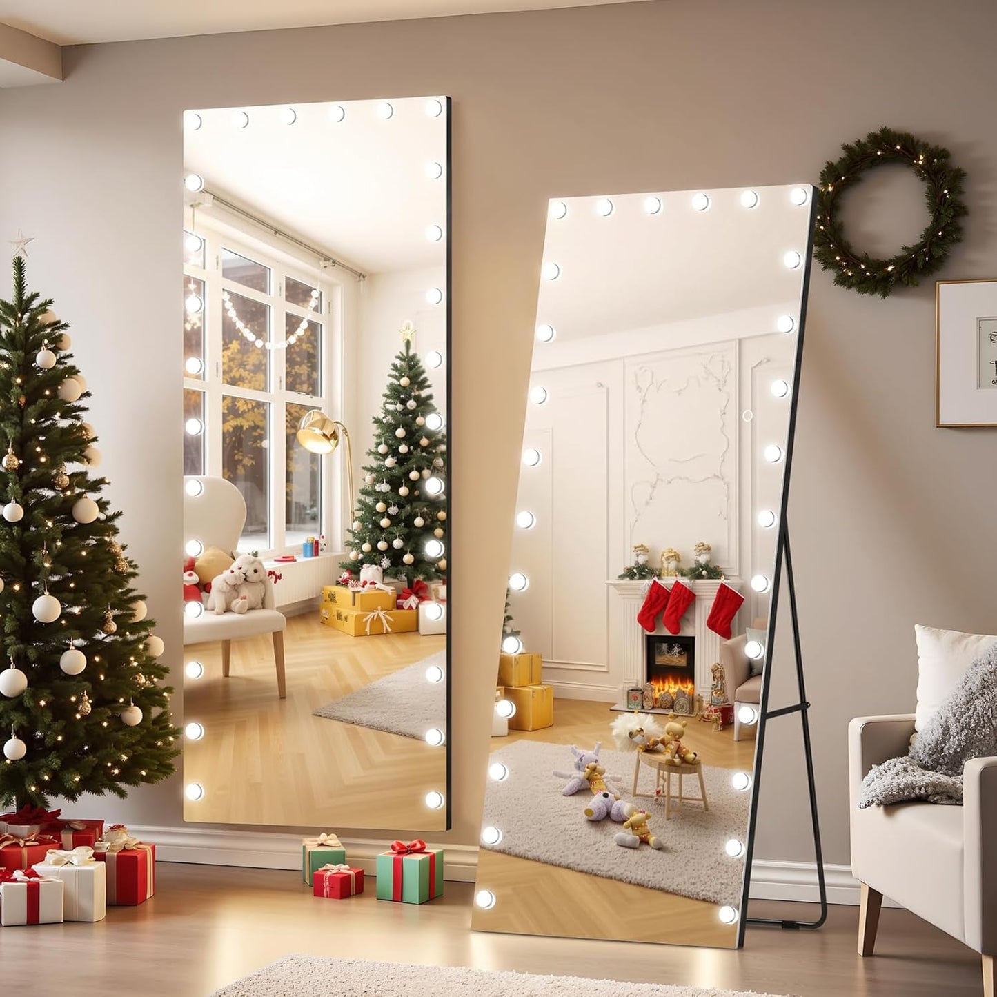 82x36 Hollywood Full Length Mirror with Light and Dimmable Bulbs