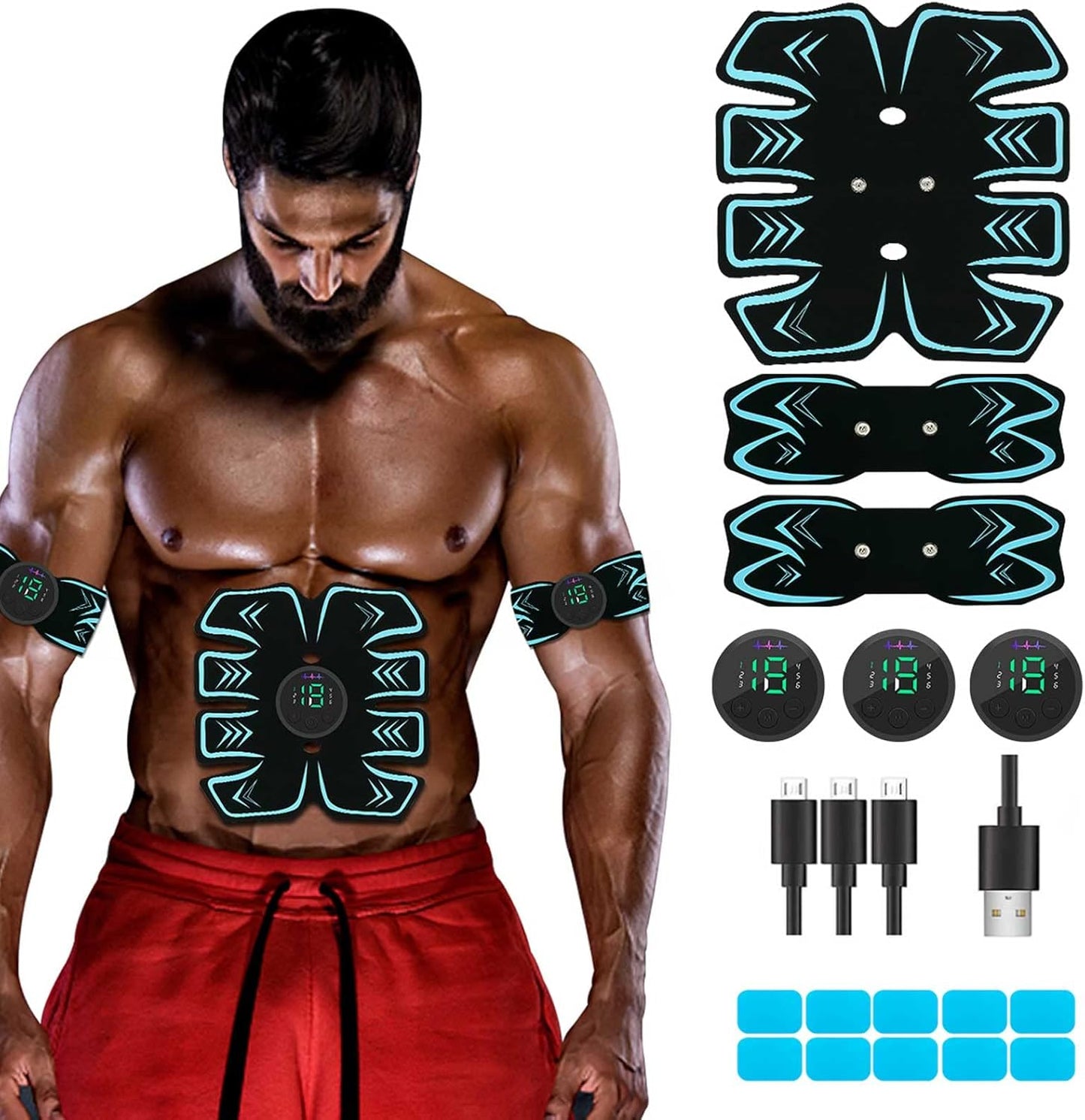 USB Rechargeable Portable Fitness Equipment with 10 Gel Pads