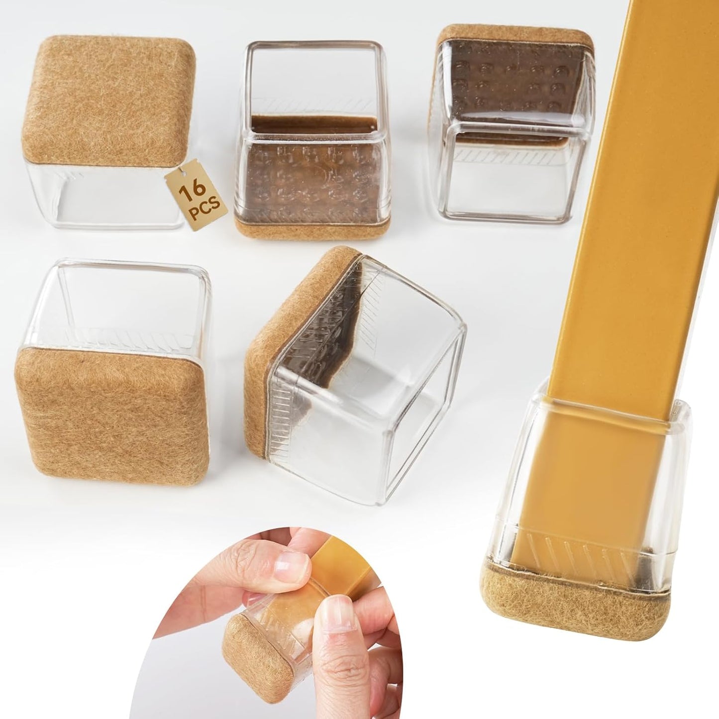 Premium Floor Protection: 16 Pc Thick TPE Chair Leg Caps for Hardwood Floors