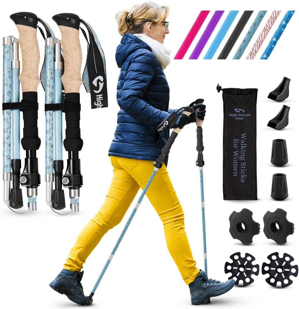 Walking Sticks for Women - Foldable Hiking Poles for Travel
