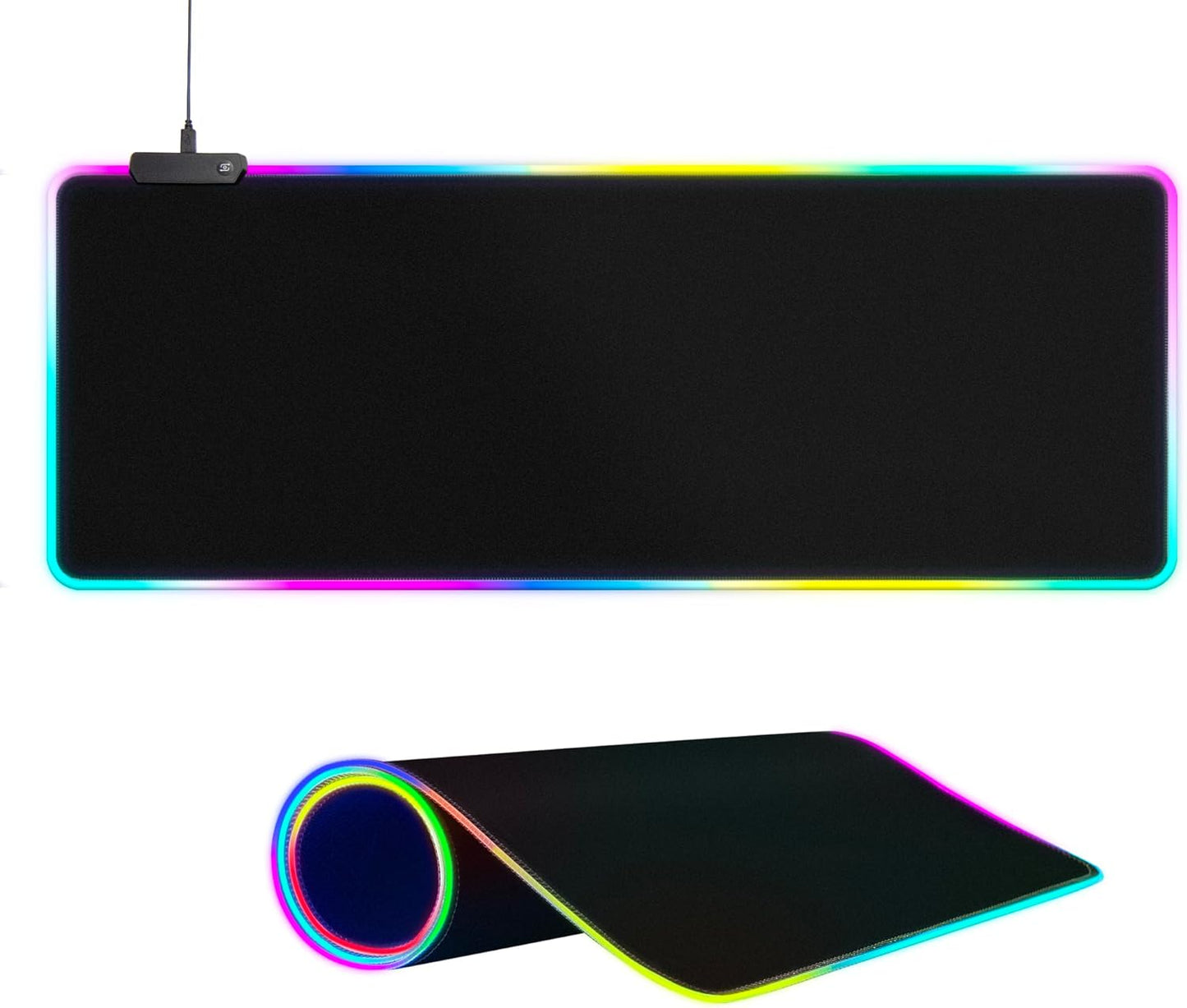 RGB Gaming Mouse Pad - 15 Light Modes, Extended Size, Non-Slip Base