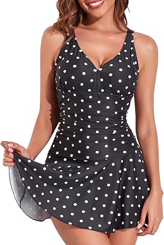Summer Mae Women's Plus Size Floral Swimdress for Tummy Control
