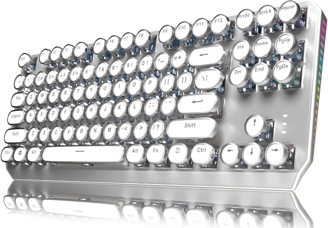 Wireless Mechanical Keyboard: Blue Switch, White Backlit