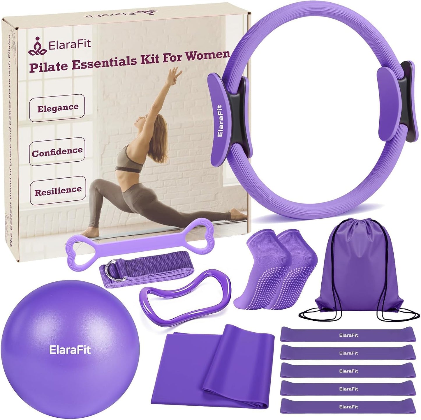 Home Pilates Kit for Women with Resistance Bands and Ball Set