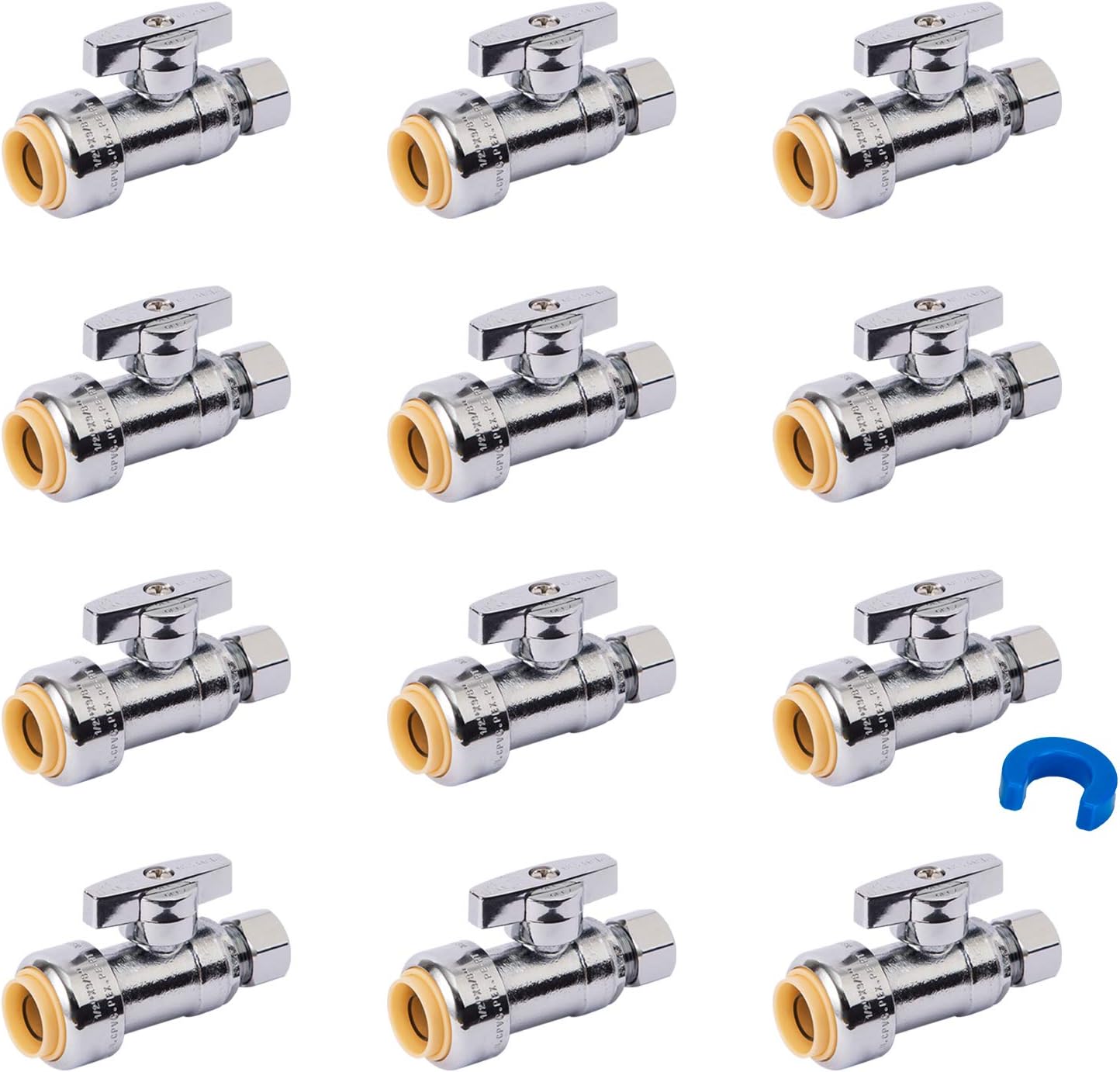 SUNGATOR Straight Stop Valve 12-Pack for Easy Plumbing Solutions