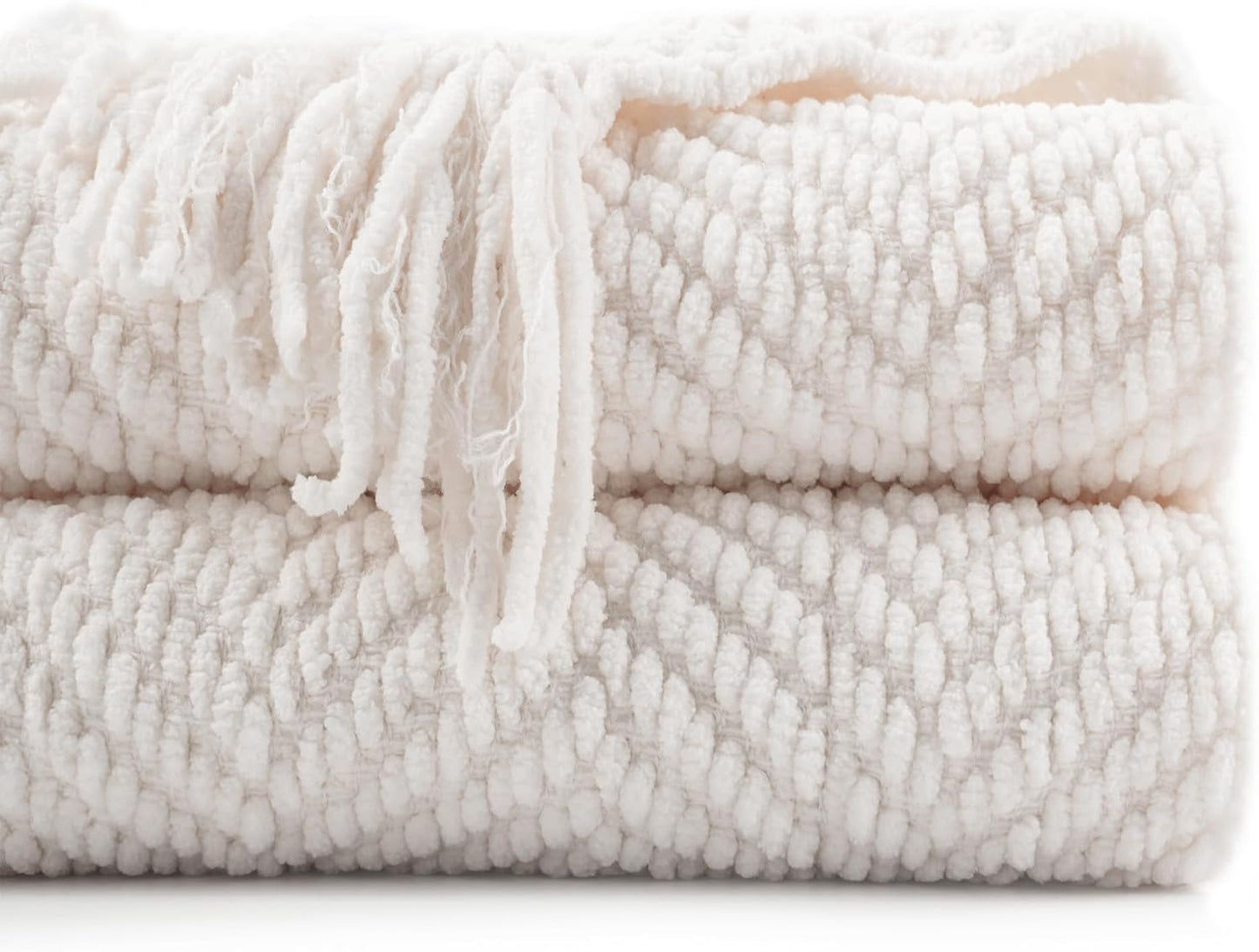 BATTILO HOME Cream Throw Blanket for Couch - Stylish Comfort