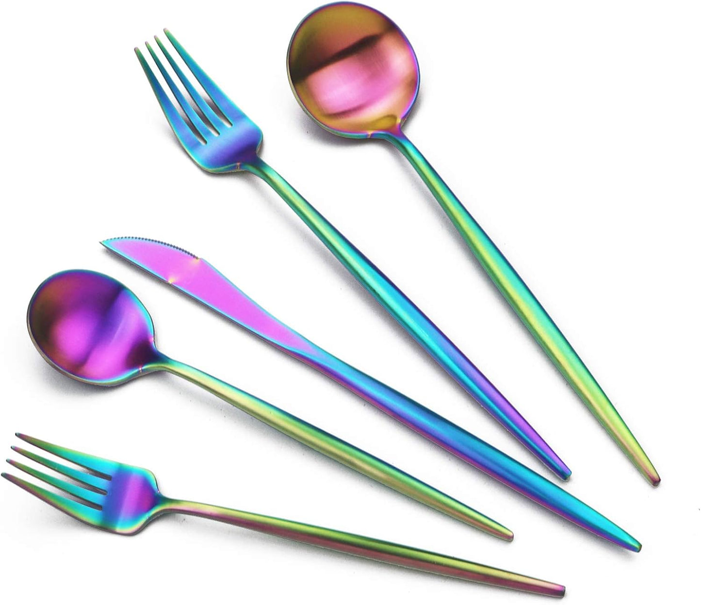 JASHII Luxury 18/10 Rainbow Flatware Set for Modern Dining