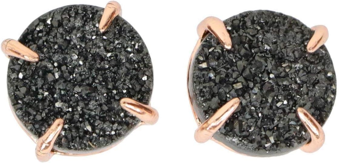 Druzy Gemstone Prong Stud Earrings - Real 10mm Summer Fashion