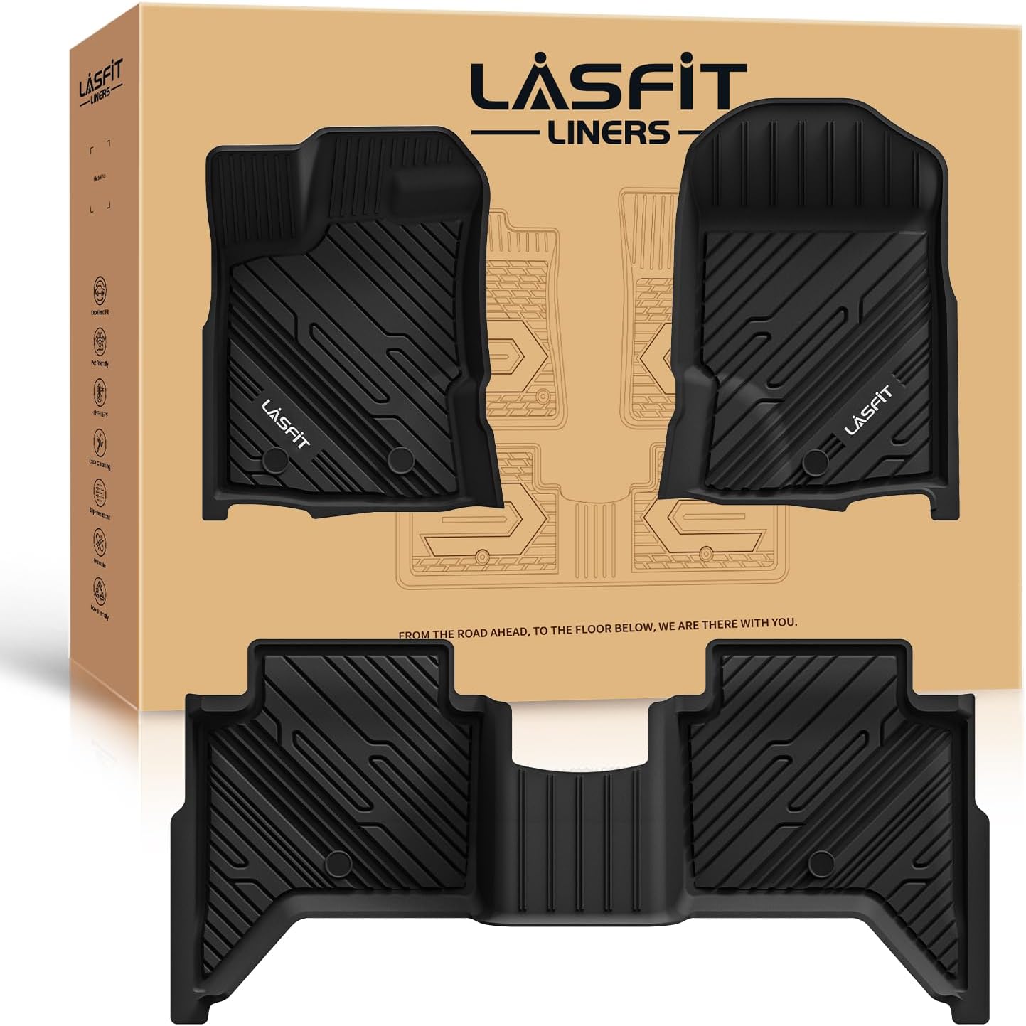 LASFIT Floor Mats for Ford Ranger 2020-2023 SuperCrew Cab
