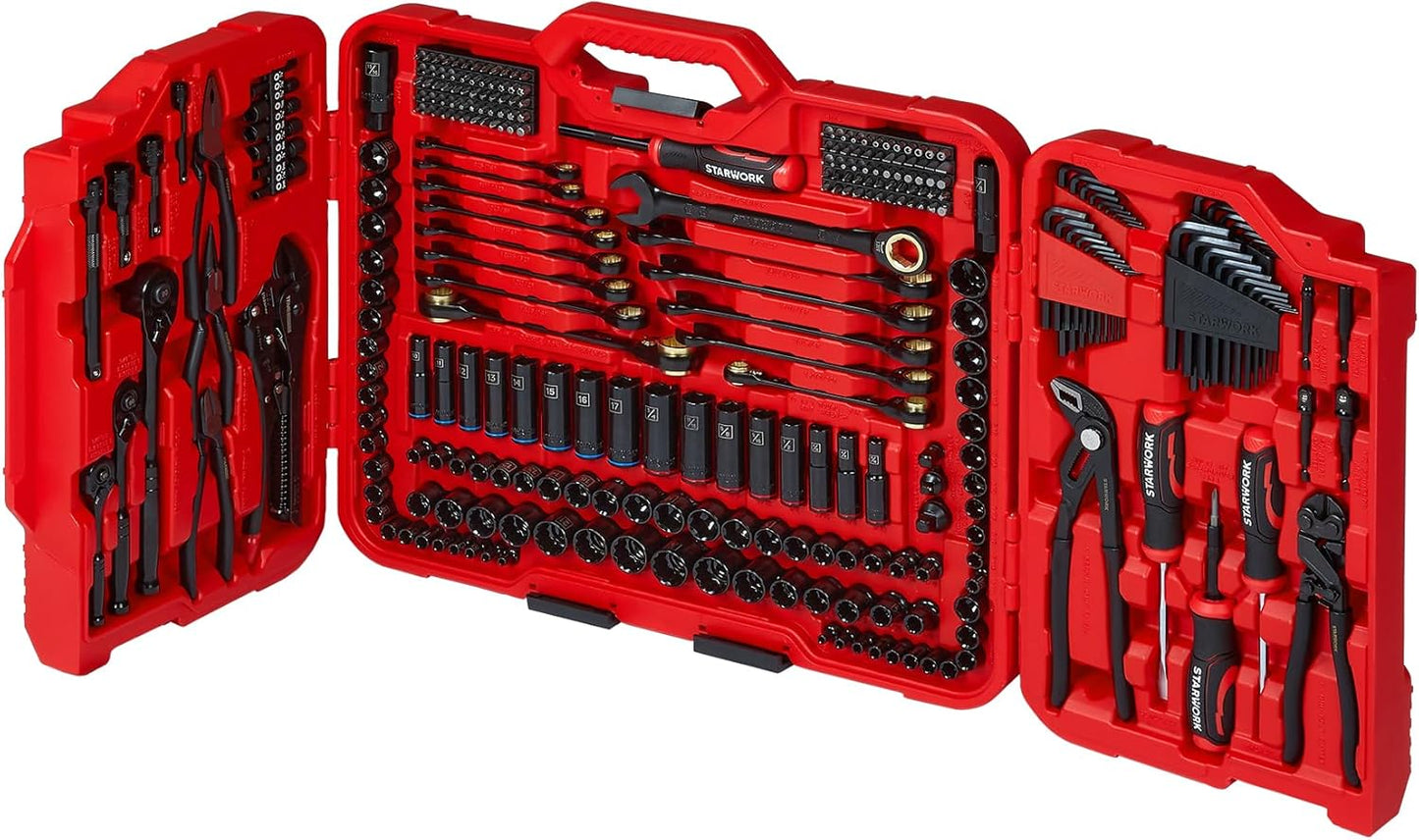 312-Piece Mechanics Tool Set with 120T Ratchet Wrench Design