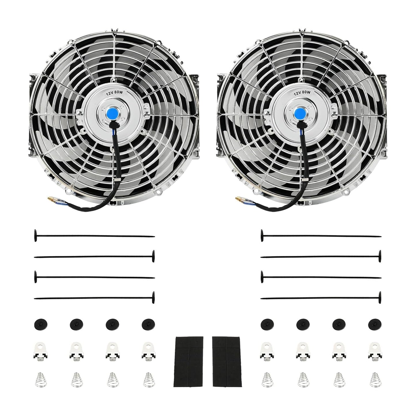 12 Inch Chrome Universal Slim Fan Push Pull Electric Radiator