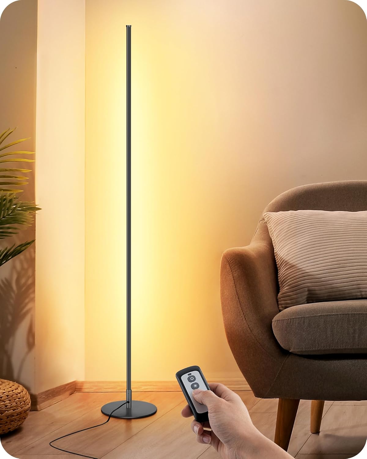 EDISHINE LED Corner Floor Lamp with Remote for Cozy Spaces