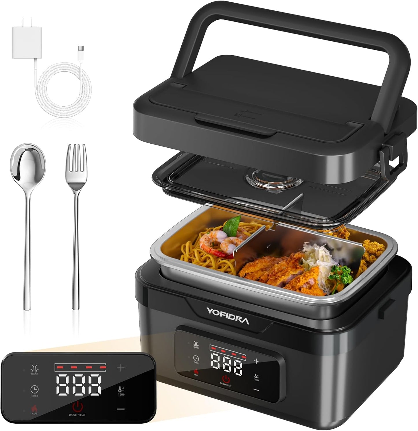 Yofidra Cordless Electric Heated Lunch Box for On-the-Go Meals