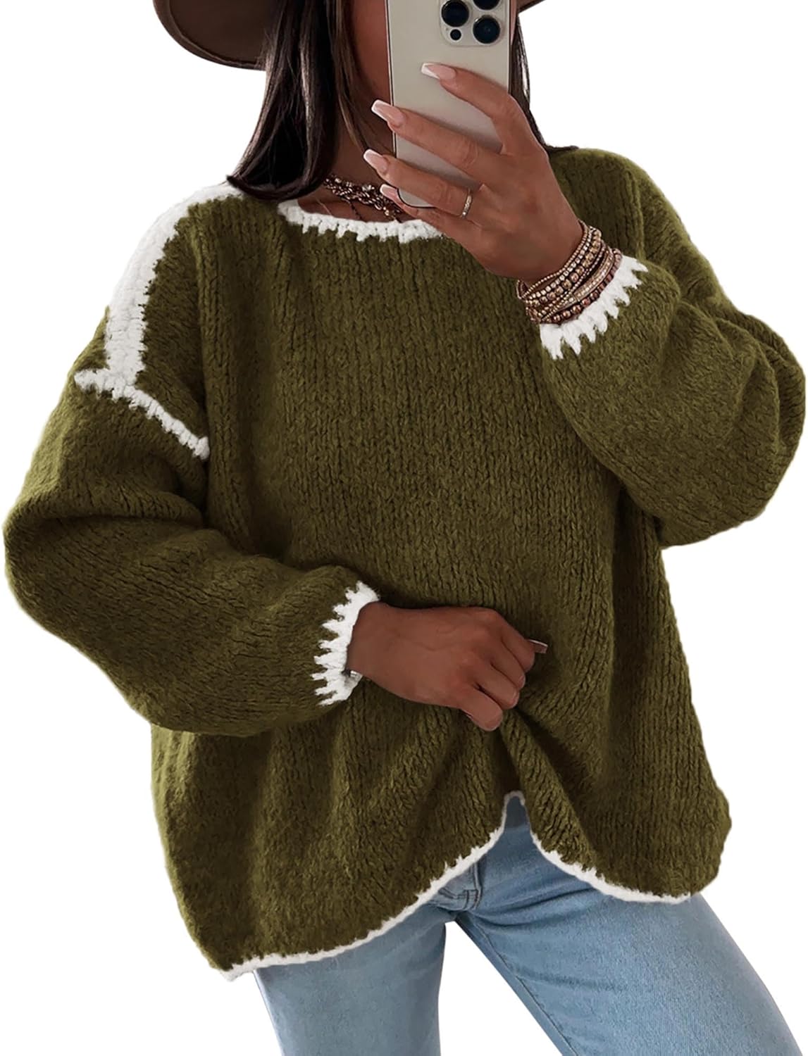 KIRUNDO Womens Oversized Chunky Knit Sweater for Fall 2025
