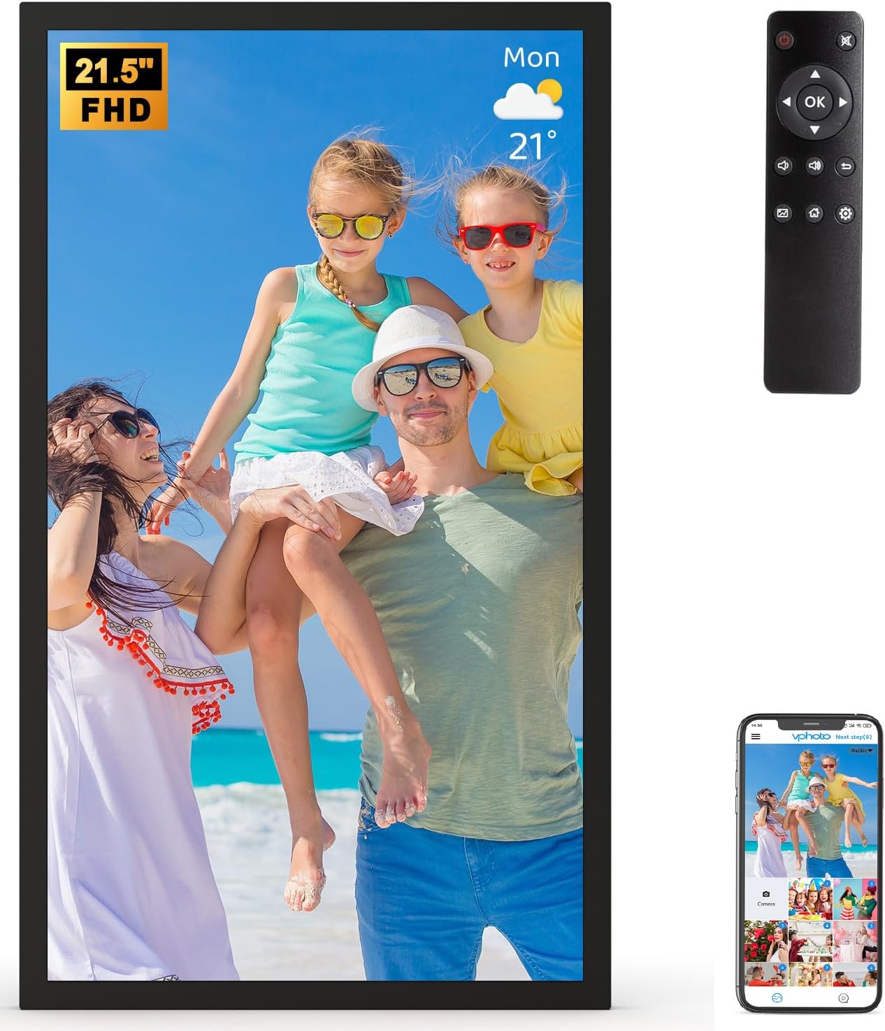Large Digital Picture Frame 21.5in with WiFi and 32GB Storage