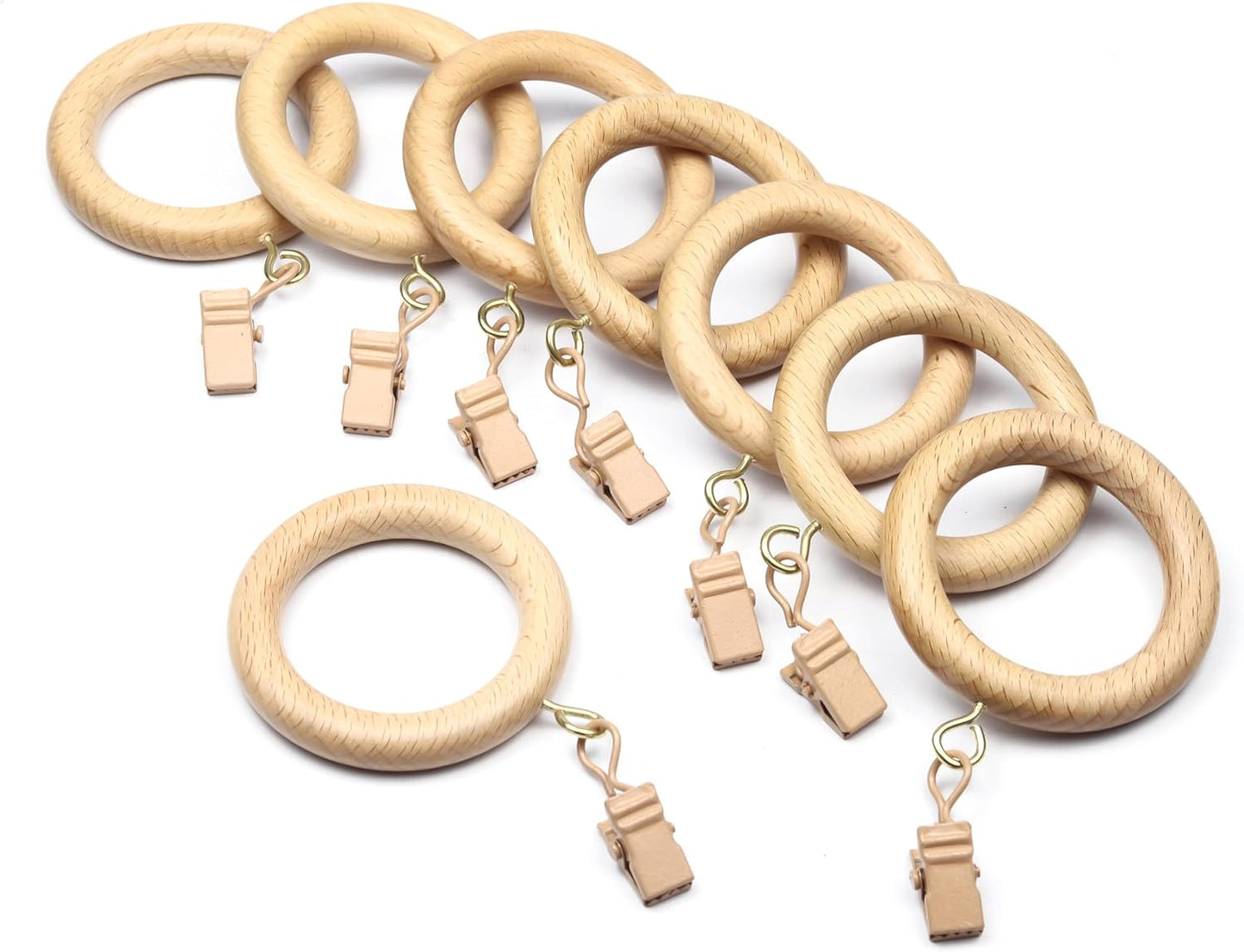 24pcs Beachwood Curtain Rings for 1-1.5 Rods - Mars Exports