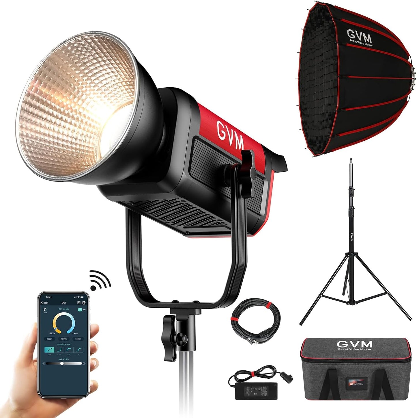 GVM PRO-SD200B Bi-Color Spotlight Video Light Kit for Filmmaking