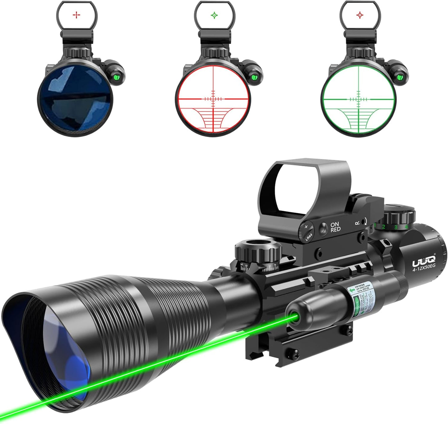 UUQ C4-12X50 Rifle Scope with Dual Illuminated Reticle Features
