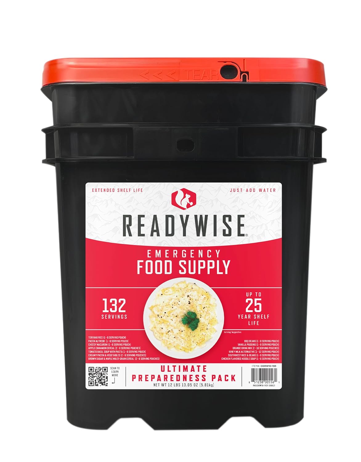 ReadyWise Emergency Food Supply - 132 Servings Survival Bucket