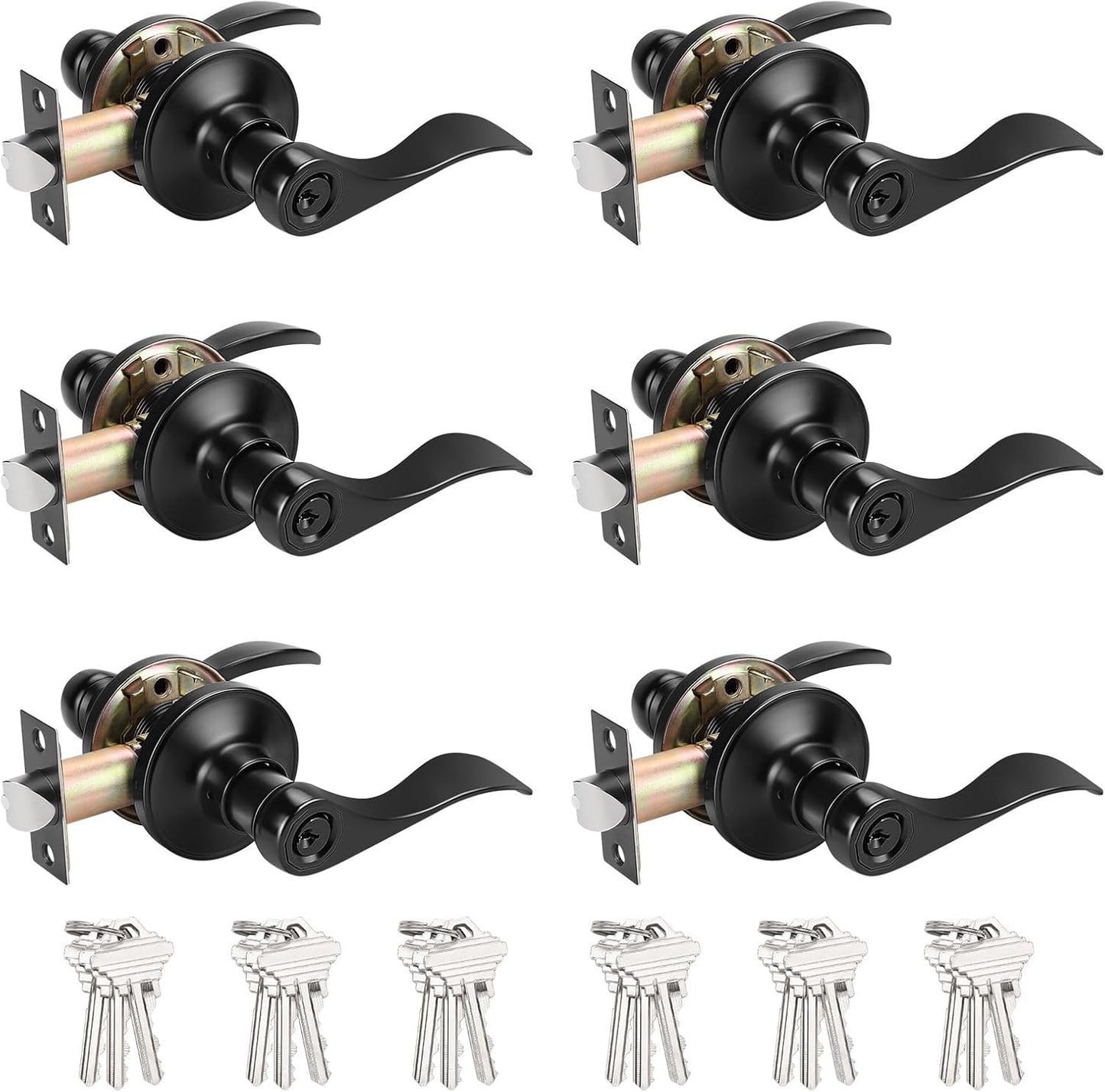 Probrico Black Entry Knobs with Lock and Key for All Doors
