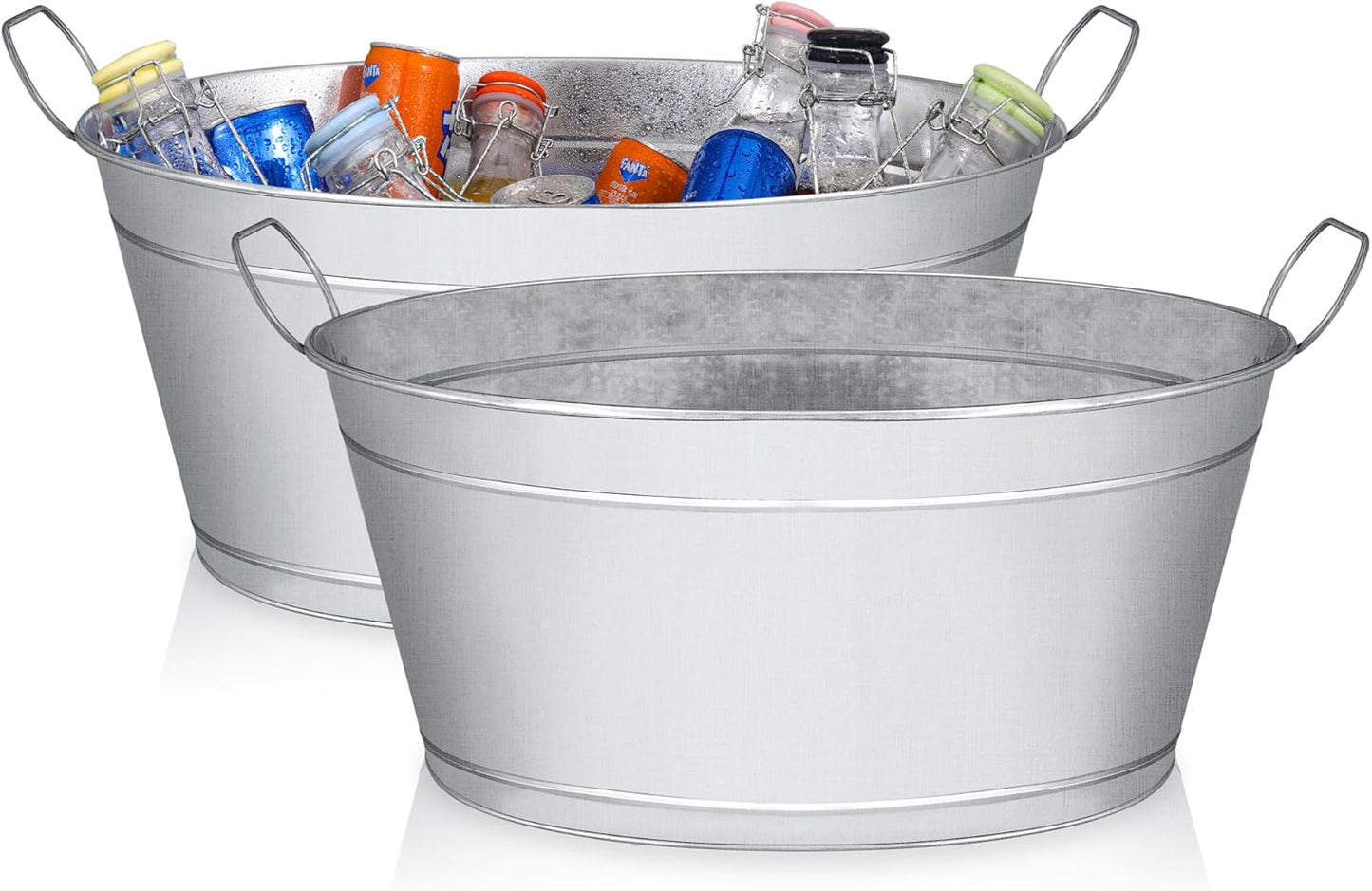 Large 6-Gallon Galvanized Tin Beverage Tub for Parties and Events