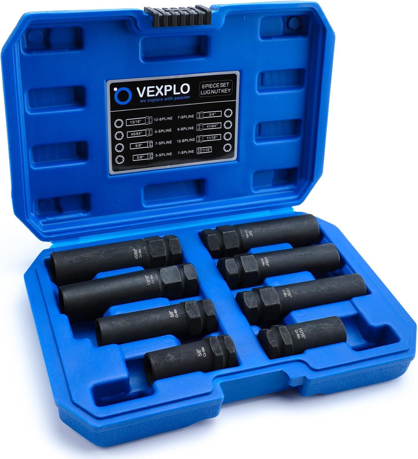Spline Lug Nut Socket Set for Easy Removal of Wheel Locks