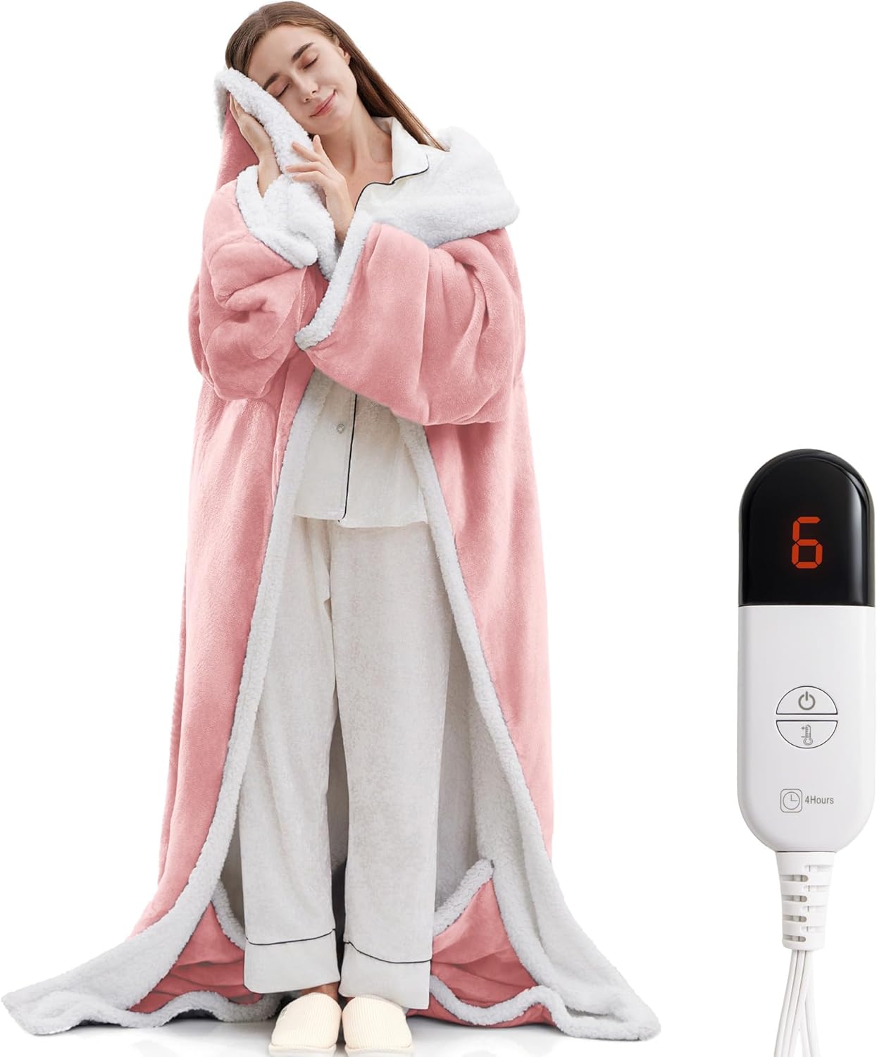 YILOTE Electric Flannel Throw Blanket with Foot Pocket