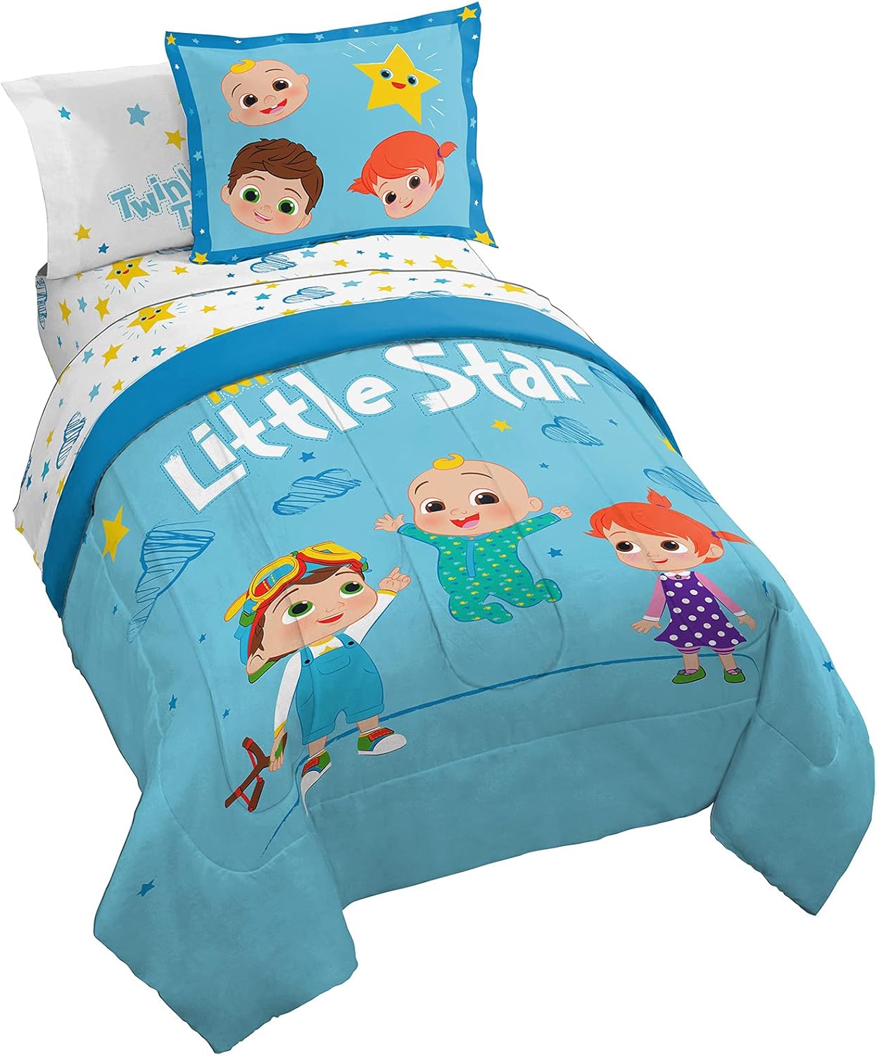CoComelon Little Star 7 Piece Full Size Bed Set for Kids