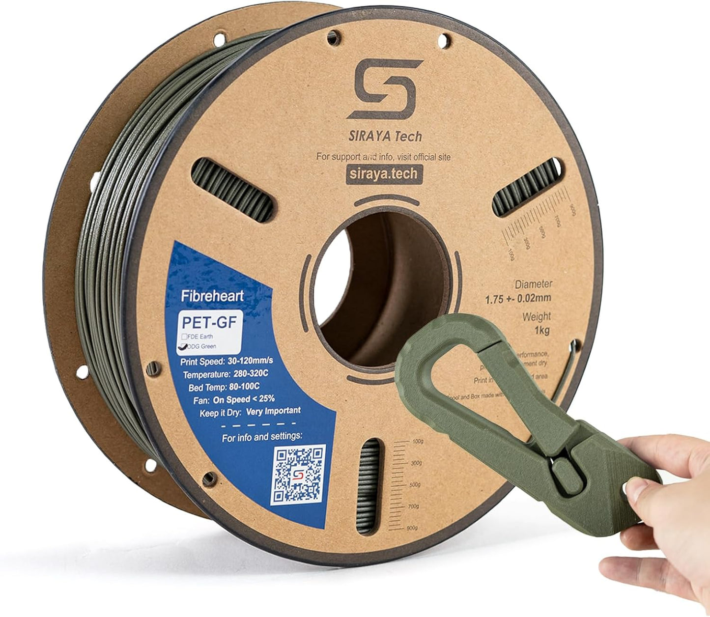 Siraya Tech Fibreheart PET-GF ODG Olive Green 3D Filament Review