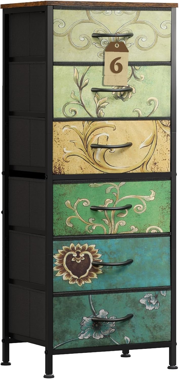 WLIVE Tall Dresser for Bedroom with 6 Drawers and Storage