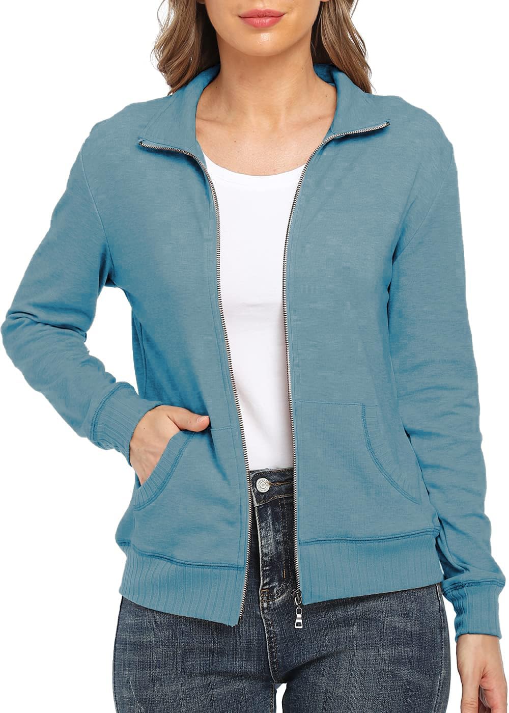 Women's Zip Up Sweatshirt Jacket for Running and Sports