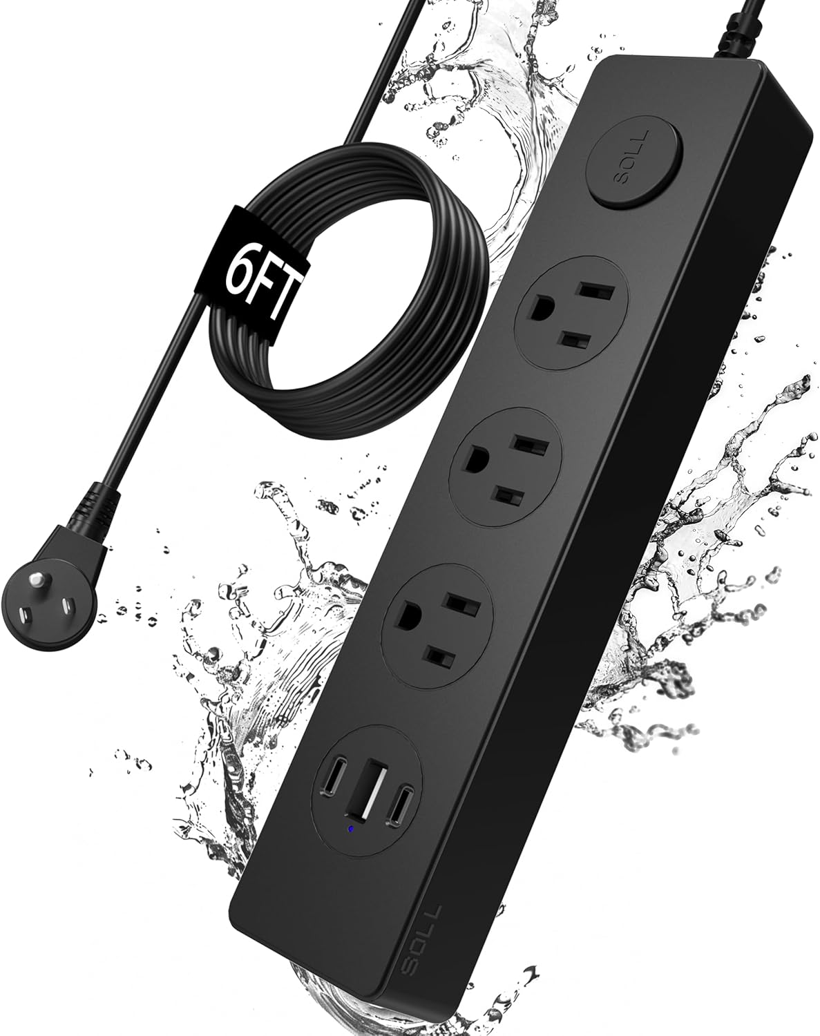 SOLL IPX9 Outdoor Power Strip with USB Ports and Surge Protection