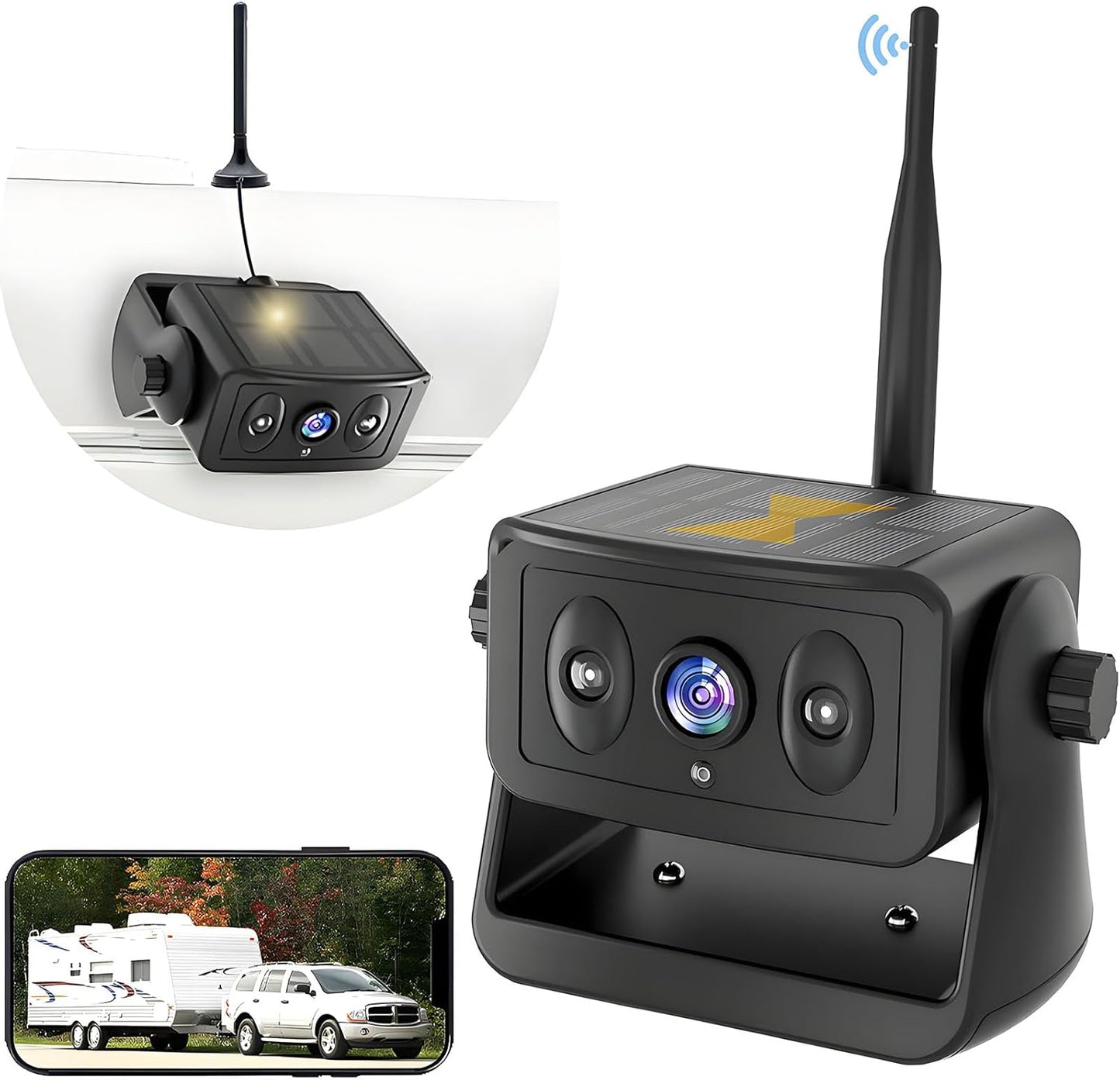 YEOIZO Solar Backup Camera - Wireless, Easy Setup, HD Night Vision