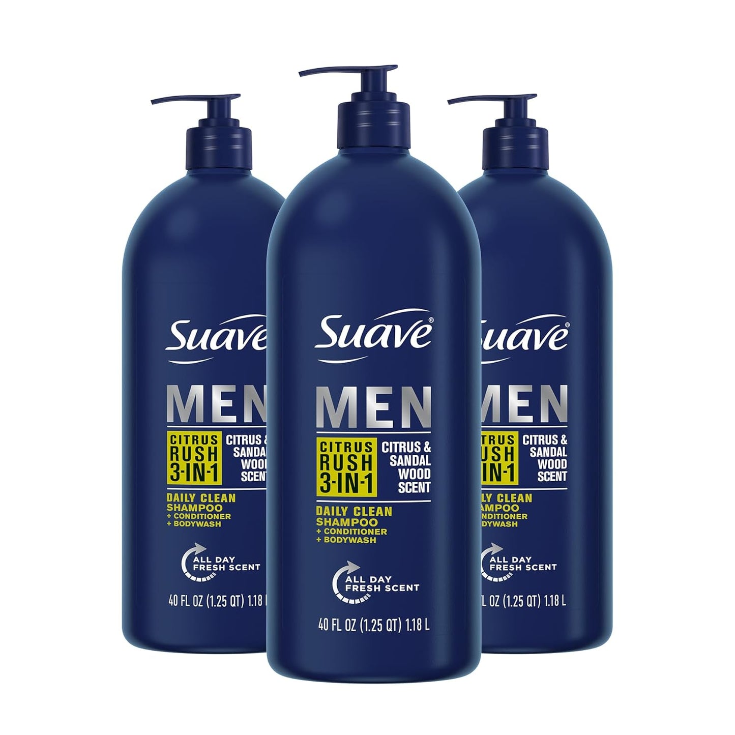 3-in-1 Suave Men's Citrus Sandal Wood 40 oz Trio