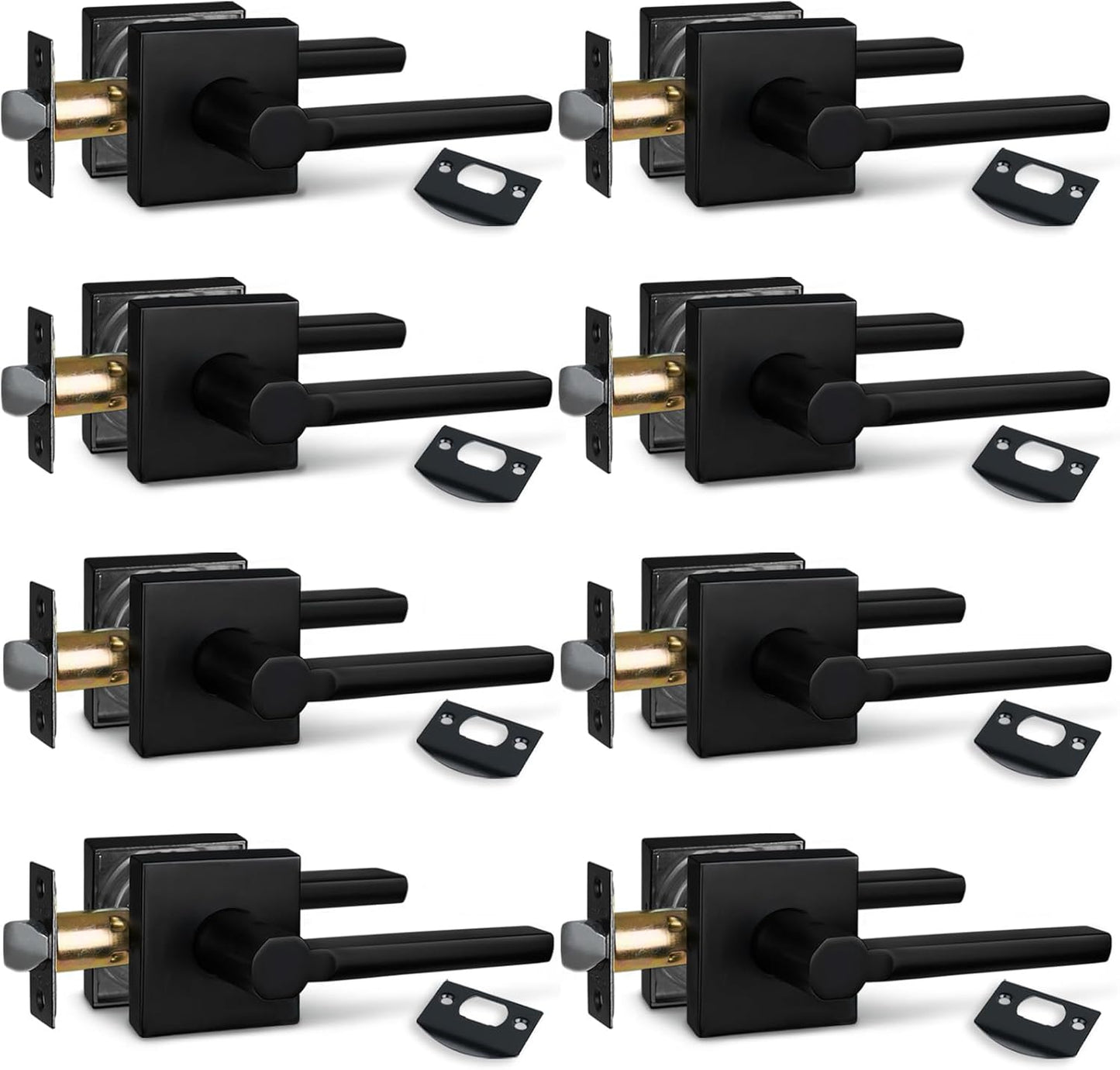 NEWBANG Aged Matt Black Door Lock Handle for Passage Doors