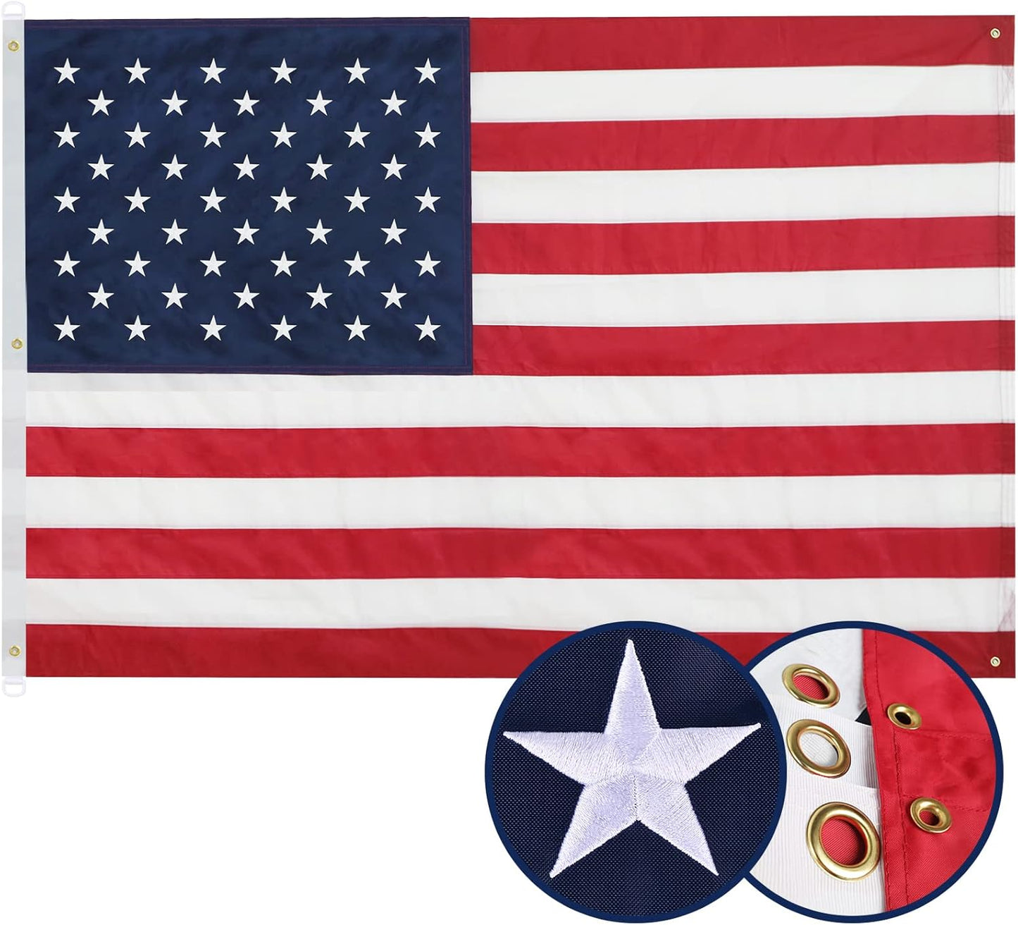 American Flag 5x8 Ft with Brass Grommets for Outdoor Use