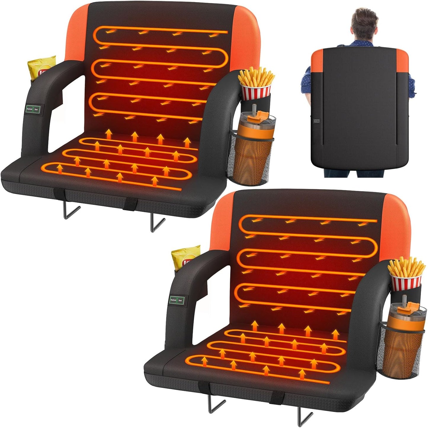 Heated Stadium Seats for Bleachers with Back Support and Comfort