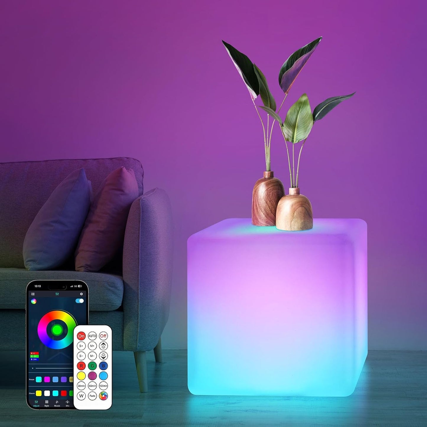 LOFTEK 12-inch Smart Cube Lights: RGBW Multicolor LED Lamp