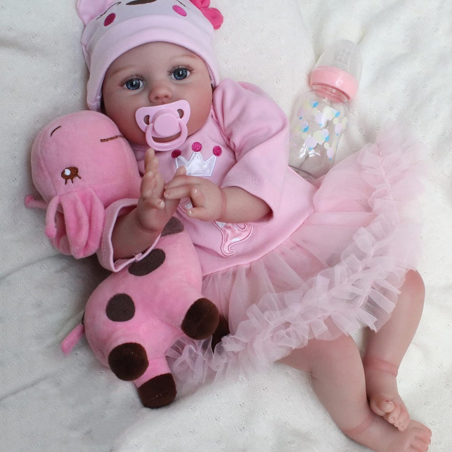 Realistic 22 Reborn Baby Doll with Giraffe - Perfect Gift!